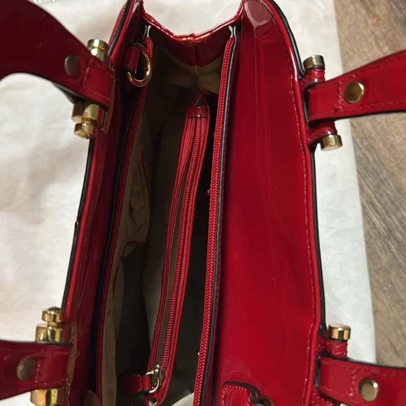 EUC Red Patent leather gold accent Ivanka Trump hand bag - Picture 4 of 12